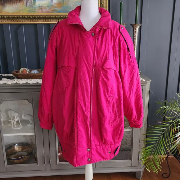 Vintage London Fog Neon Pink/Fuscia Parka Coat 16 Reg 80s 90s Ski Jacket - Picture 3 of 8